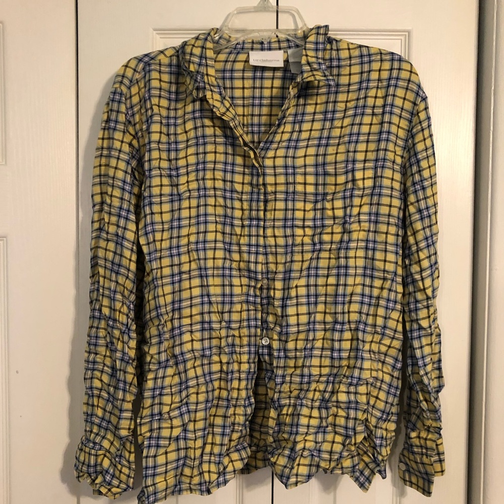 Liz Claiborne Yellow and Blue Plaid Flannel
